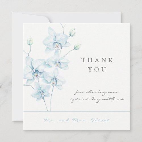 Soft Blue Orchid Wedding Thank You Card