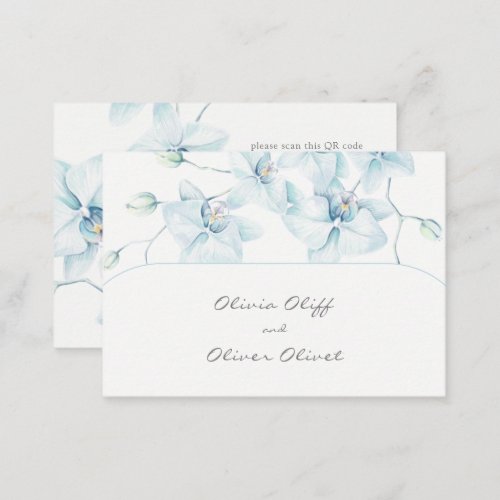 Soft Blue Orchid Wedding Website QR Code Enclosure Card