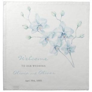 Soft Blue Orchid Wedding Welcome Cloth Napkin