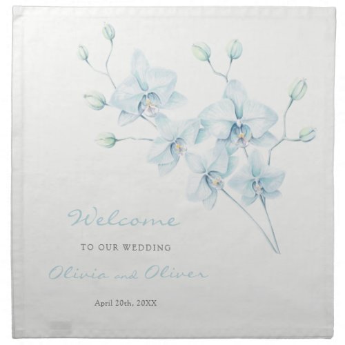 Soft Blue Orchid Wedding Welcome Cloth Napkin
