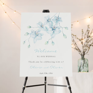 Soft Blue Orchid Wedding Welcome Foam Board