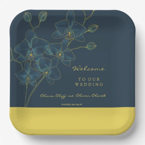 Soft Blue Orchid Wedding Welcome Paper Plates