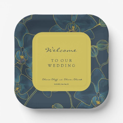 Soft Blue Orchid Wedding Welcome Paper Plates