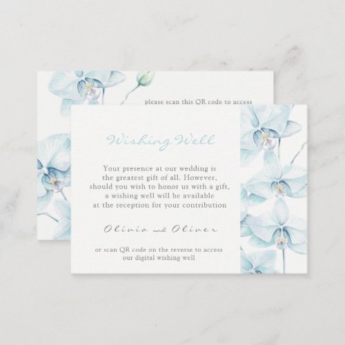 Soft Blue Orchid Wedding Wishing Well QR Code Enclosure Card
