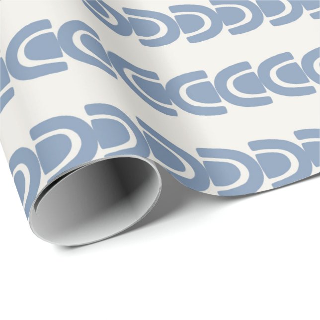 Soft Blue Organic Arch Stripe Pattern Wrapping Paper (Roll Corner)
