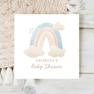 Soft Blue Peach Rainbow Cloud Baby Shower Stars Napkins