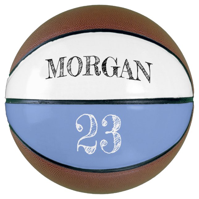 Soft Blue Personalized Name Ball Player Number Basketball (Front)