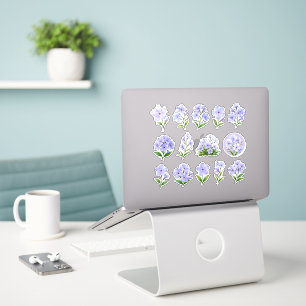 Soft Blue Phlox Flower Bouquet Vintage Botanical Sticker