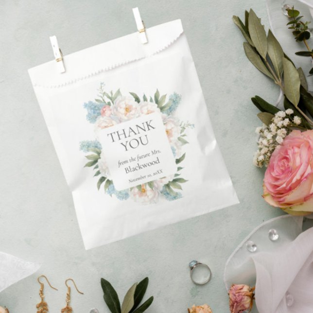 SOFT BLUE PINK BLOOMING FLOWERS BRIDAL Thank You Favor Bag (Creator Uploaded)