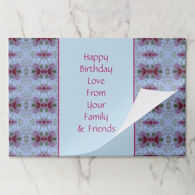 Soft Blue Pink Floral paper Place Mat (Folded)