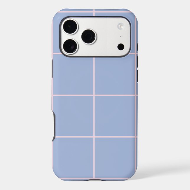 Soft Blue & Pink Grid Pattern Case-Mate iPhone Case (Back)