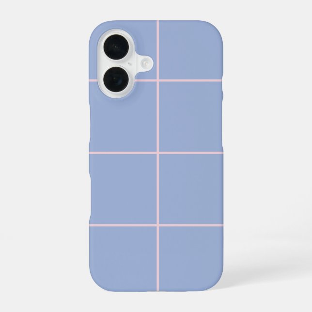 Soft Blue & Pink Grid Pattern iPhone Case (Back)
