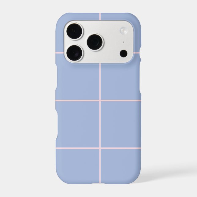 Soft Blue & Pink Grid Pattern iPhone Case (Back)