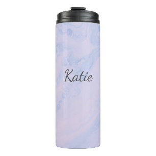 Soft Blue Pink Marble Custom Name Personalized Thermal Tumbler
