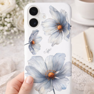 Soft Blue Poppy Elegant Botanical Floral Design iPhone 17 Case