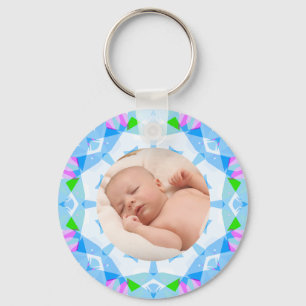 Soft Blue Pretty Pastels Custom Photo Mother’s Day Keychain