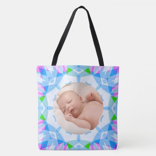 Soft Blue Pretty Pastels Custom Photo Mothers Day Tote Bag