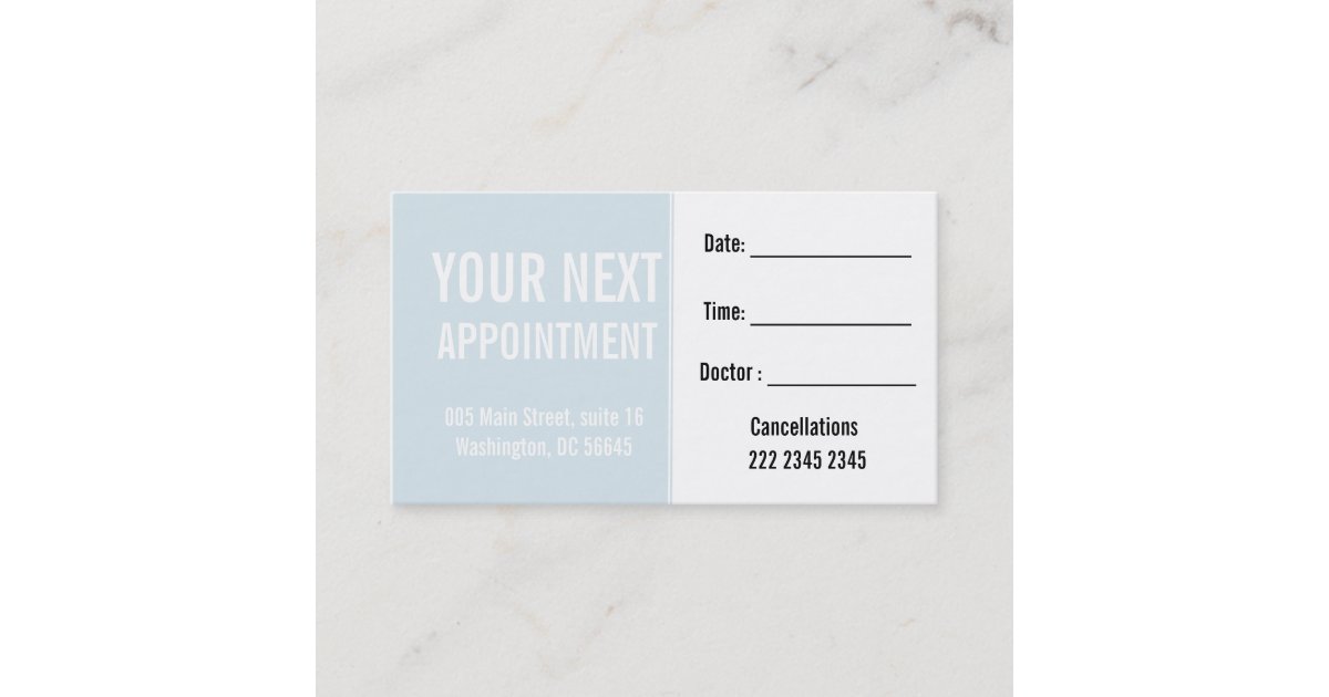 Soft Blue Professional Patient Client Appointment | Zazzle