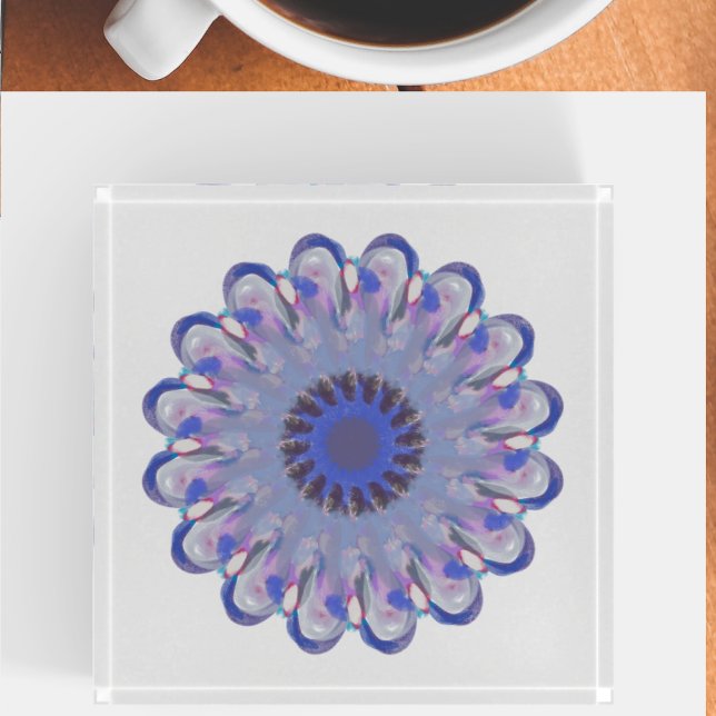 Soft Blue & Purple Mandala Glass Paperweight (Creator Uploaded)