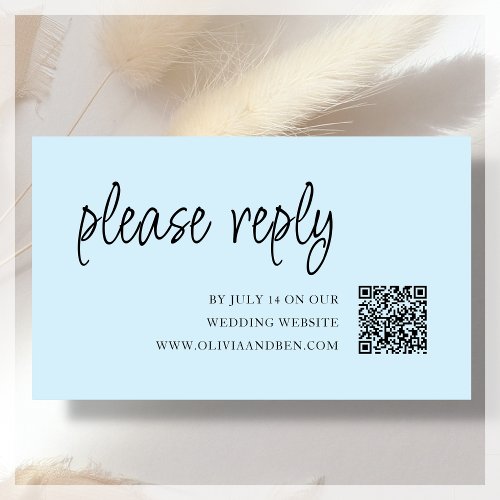 Soft Blue  QR Code  Wedding RSVP  Enclosure Card