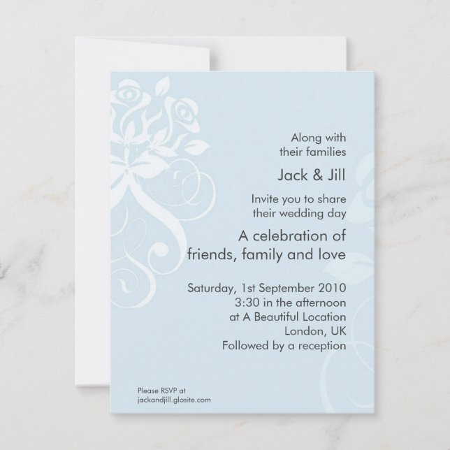 Soft Blue Rose 4.25x5.5 Invitation (Front)