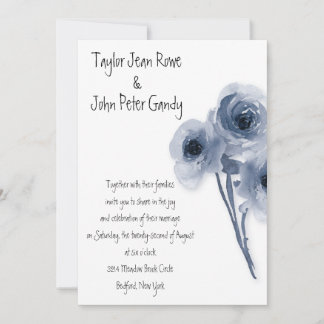 Soft Blue Roses Wedding Invitation