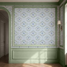 Soft Blue Scandinavian Folk Floral Wallpaper