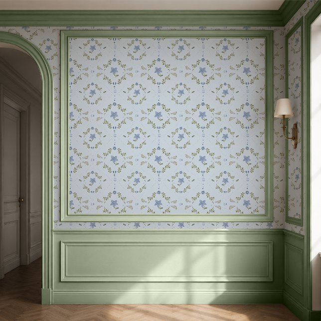 Soft Blue Scandinavian Folk Floral Wallpaper (Creator Uploaded)