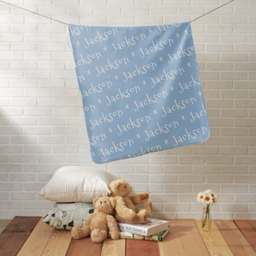 Soft blue Simple Personalized Name boy Baby Blanket