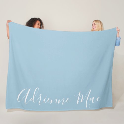 Soft Blue Simply Personalized Fleece Blanket