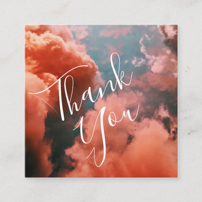 Soft Blue Sky & Pink Clouds Thank You Card (Front)