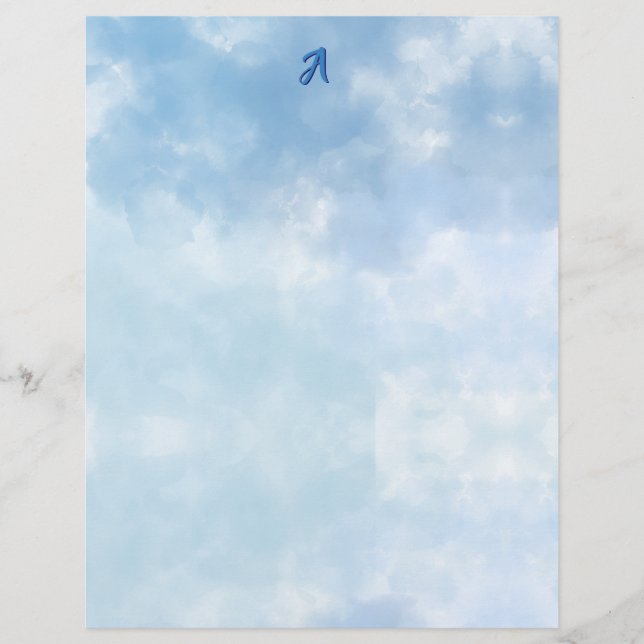 Soft Blue Sky Watercolor Cloud Letterhead (Front)