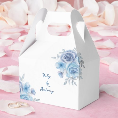 Soft Blue Slate Floral Watercolor Garden Favor Boxes
