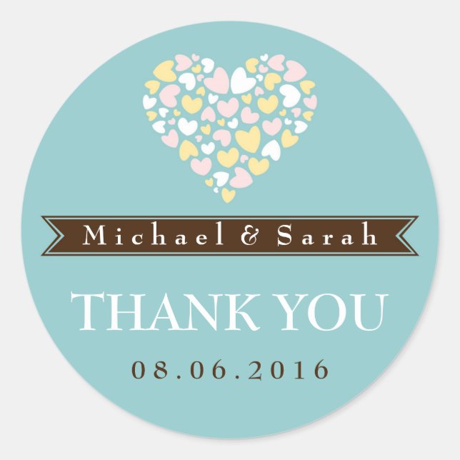 Soft Blue Small Hearts Wedding Favor Sticker (Front)