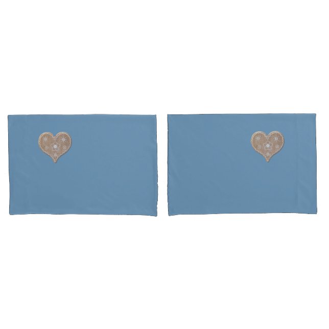 Soft Blue Standard Pillowcase Set with Heart (Front-Set)