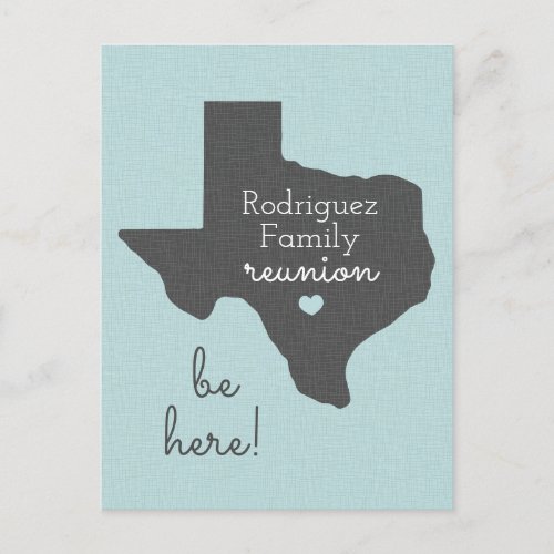 Soft Blue State of Texas Family Reunion Postcard