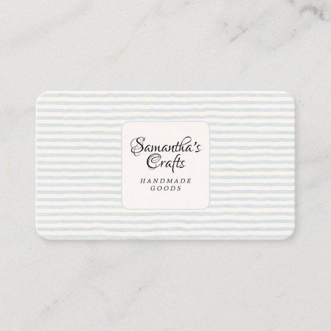 Soft Blue Striped Handmade Brand Design Business Card