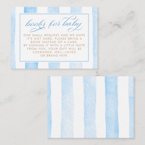 Soft Blue Stripes Cute Books For Baby Request Enclosure Card