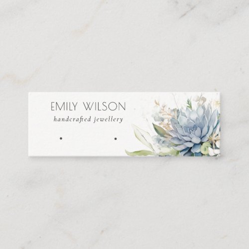 Soft Blue Succulent Floral Earring Hoop Display Mini Business Card