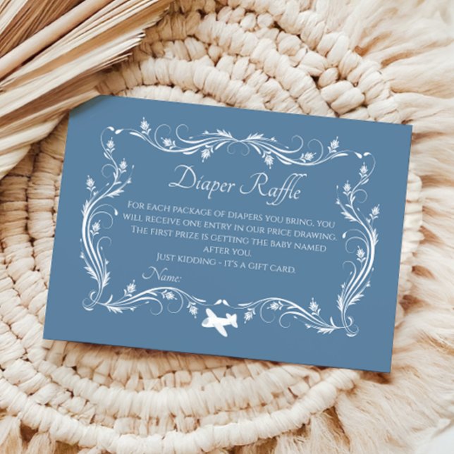 Soft Blue Traditional Diaper Raffle Baby Shower Enclosure Card (Creator Uploaded)