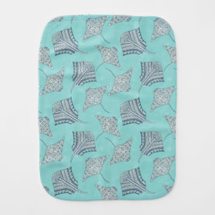 Soft Blue Tribal Stingrays Baby Burp Cloth