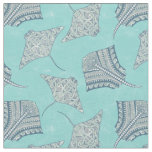 Soft Blue Tribal Stingrays Fabric