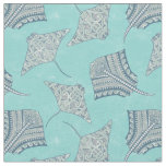 Soft Blue Tribal Stingrays Fabric