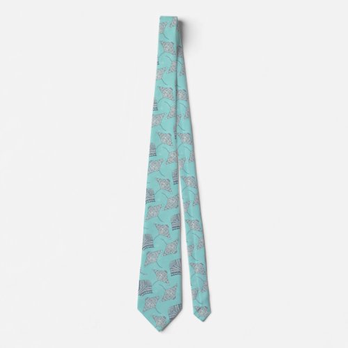 Soft Blue Tribal Stingrays Neck Tie