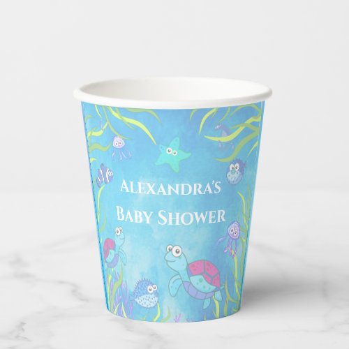 Soft Blue Under the Sea Boy Baby Shower Paper Cups