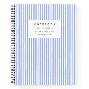 Soft Blue Vertical Stripe Notebook