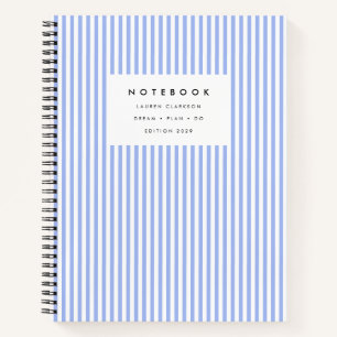 Soft Blue Vertical Stripe Notebook  