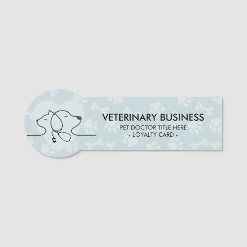 Soft Blue Veterinarian Paws Heart Cute Dog Cat Name Tag