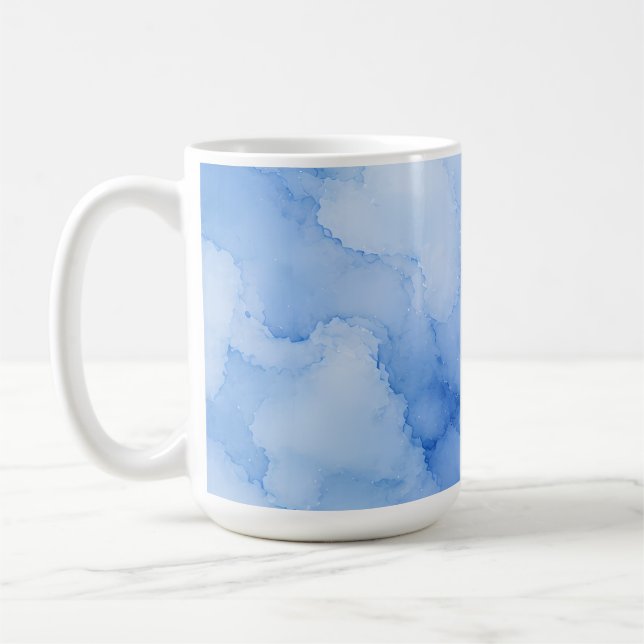 Soft Blue Watercolor Abstract Coffee Mug (Left)