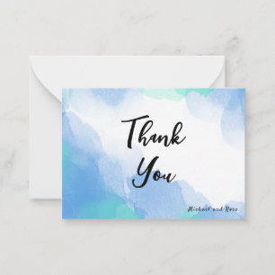 Soft blue watercolor brush greeting card 